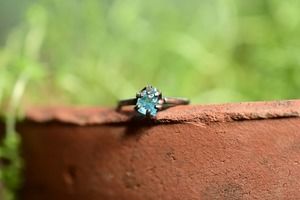 Unique Aquamarine Engagement Ring Raw Gemstone Ring Raw Diamond Engageme…